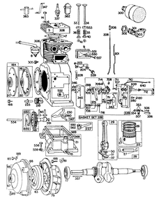Cyl, Piston, Muffler, Crnkcse Diagram and Parts List for 191431-0023-XX  Briggs and Stratton Engine